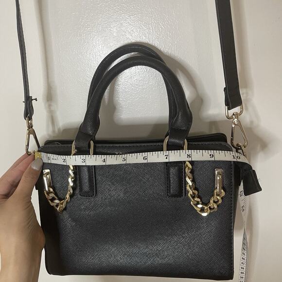TOPSHOP black shoulder handbag gold chain removable strap - Picture 2 of 8
